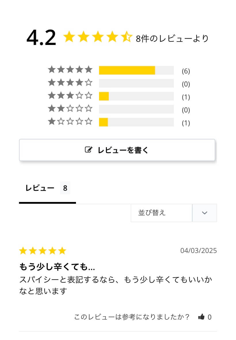 レビュー・ボタン・テキストリンクのUIパーツデザイン（スマホデザイン） - ECサイト・カジュアル・にぎやか・ポップ